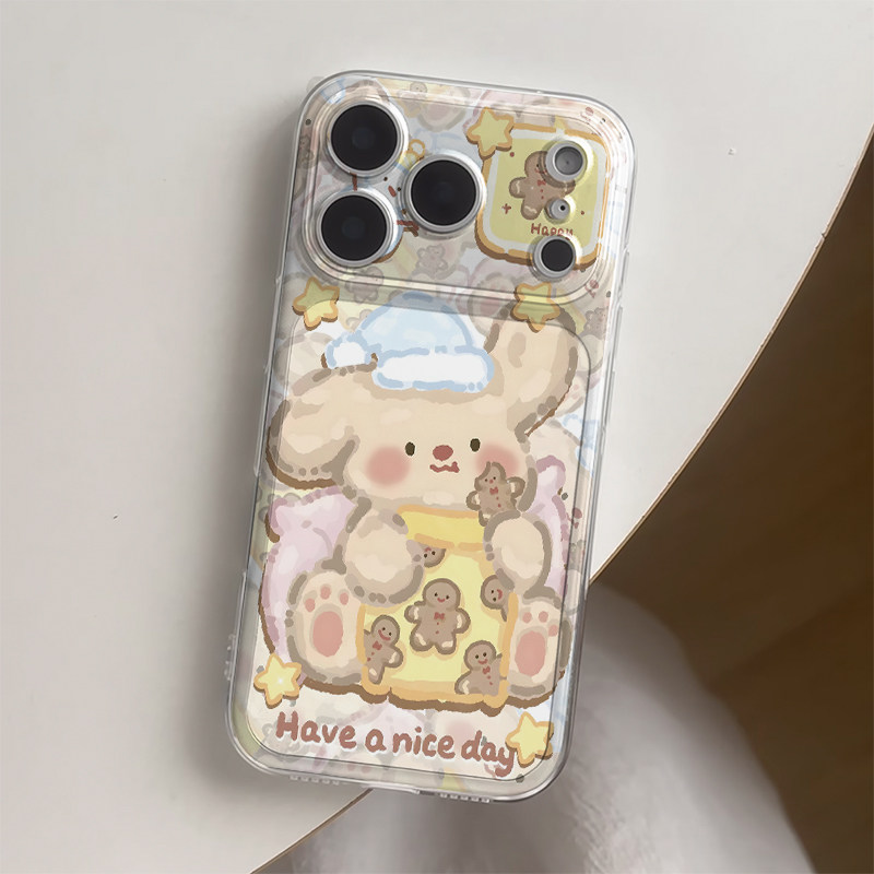 快乐姜饼熊适用iphone17promax手机壳苹果16/15/13新款12华为mate70创意vivos30小米14oppo红米K80荣耀400套