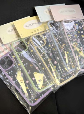 简约小清新碎花适用苹果13手机壳iphone14/15红米k70华为p60透明软nova8荣耀90全包vivox70oppoa93小米保护套