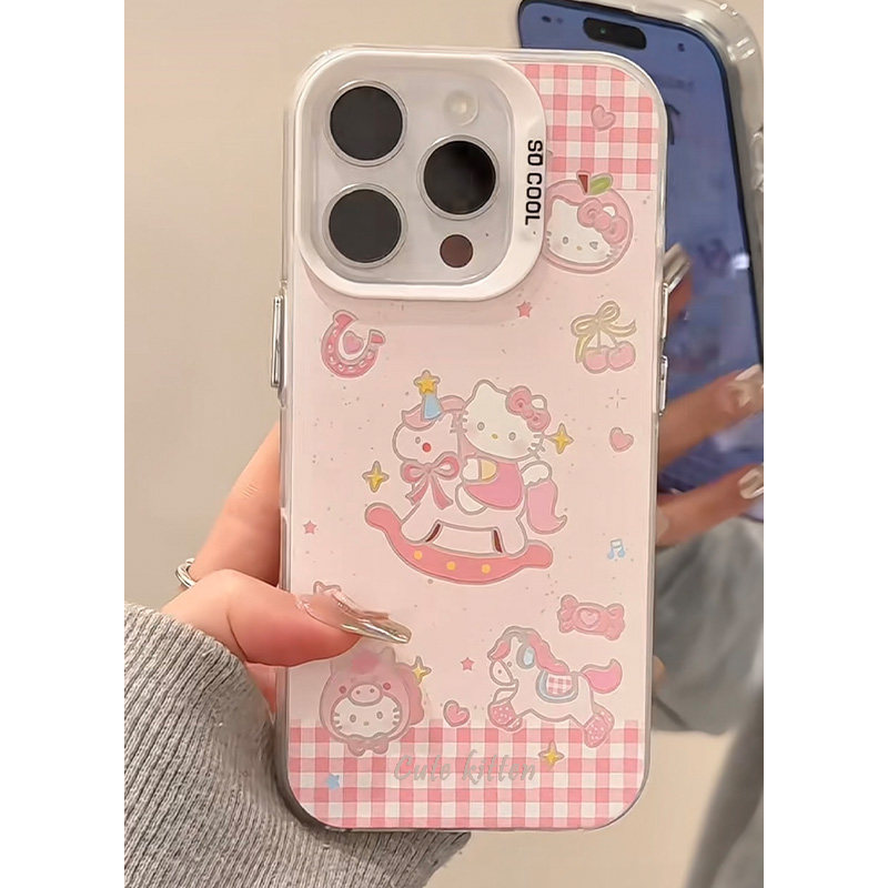 粉嫩猫咪木马适用苹果17promax手机壳iPhone16/15新款14磨砂彩银13华为P70荣耀400vivoS30小米17红米k90oppo