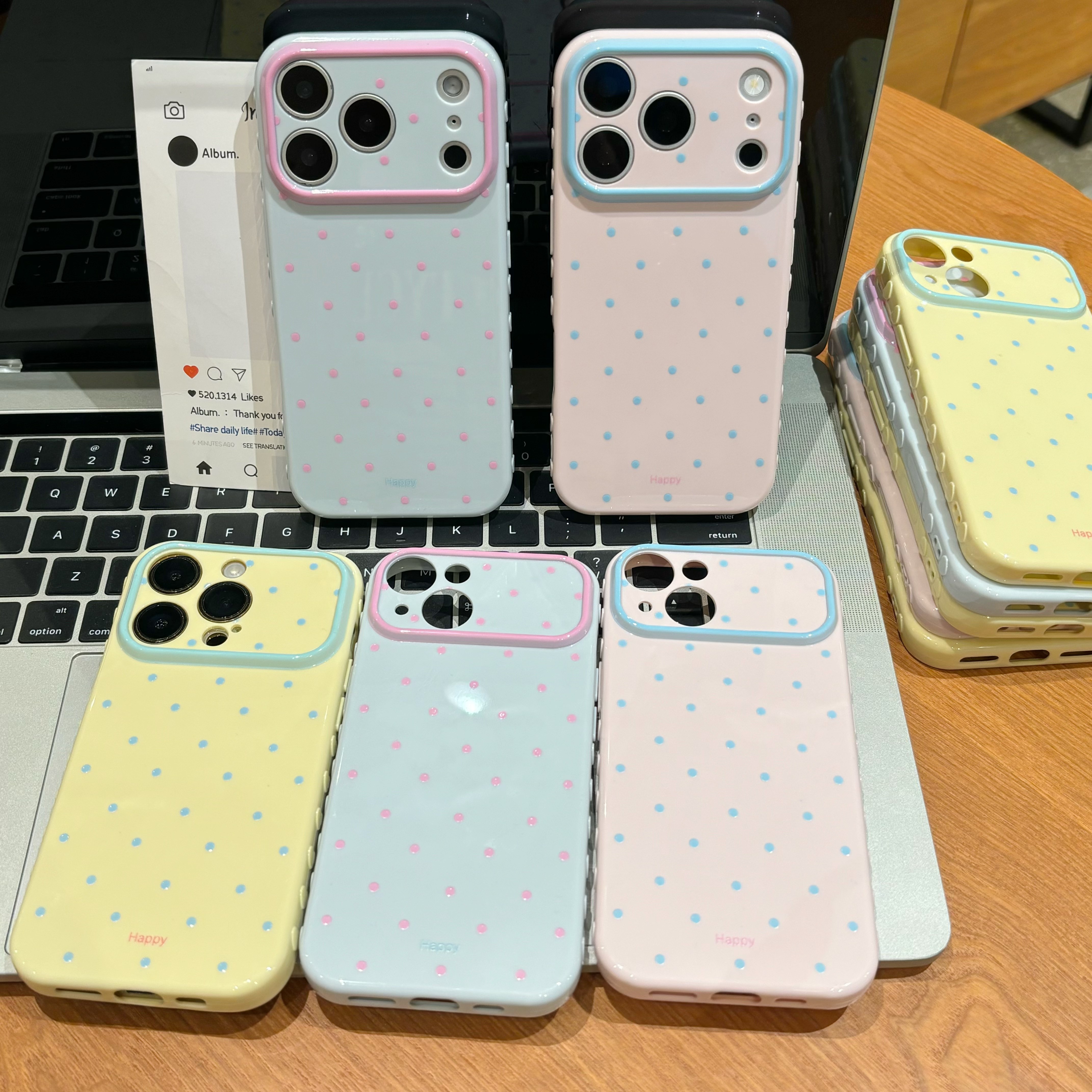 ins奶油风简约纯色波点适用苹果17promax手机壳iPhone16/15新款14侧边爱心13华为pura90vivo小米17红米oppo套