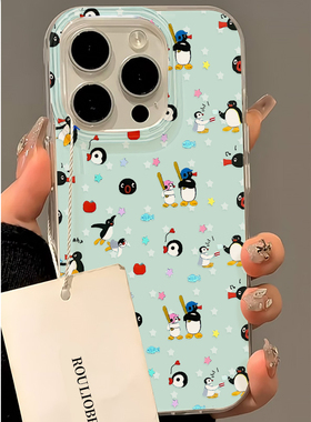 ins趣味棒球企鹅适用苹果16promax手机壳PURA70双层14plus华为mate60Pro荣耀300新款Reno13可爱vivos20小米15
