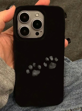 简约小猫黑白爪印适用iPhone16手机壳14pro新款15promax硅胶13果冻壳12pro防摔11男女款保护壳8plus/XSMAX/XR