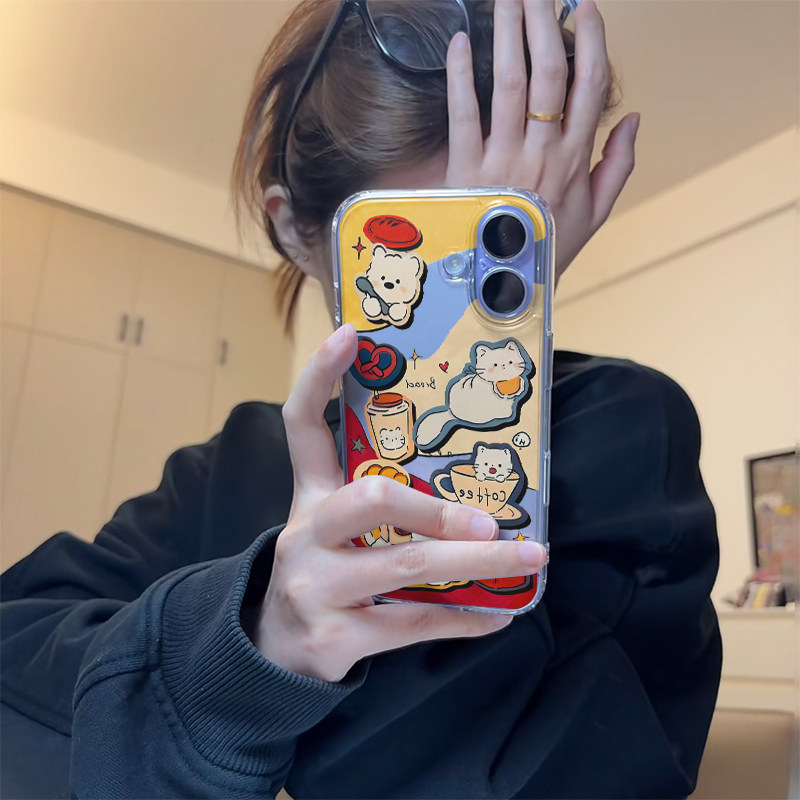 韩系咖啡小狗适用iphone17promax手机壳苹果16/15/14新款13华为mate70创意vivos30小米17oppo红米K80荣耀400