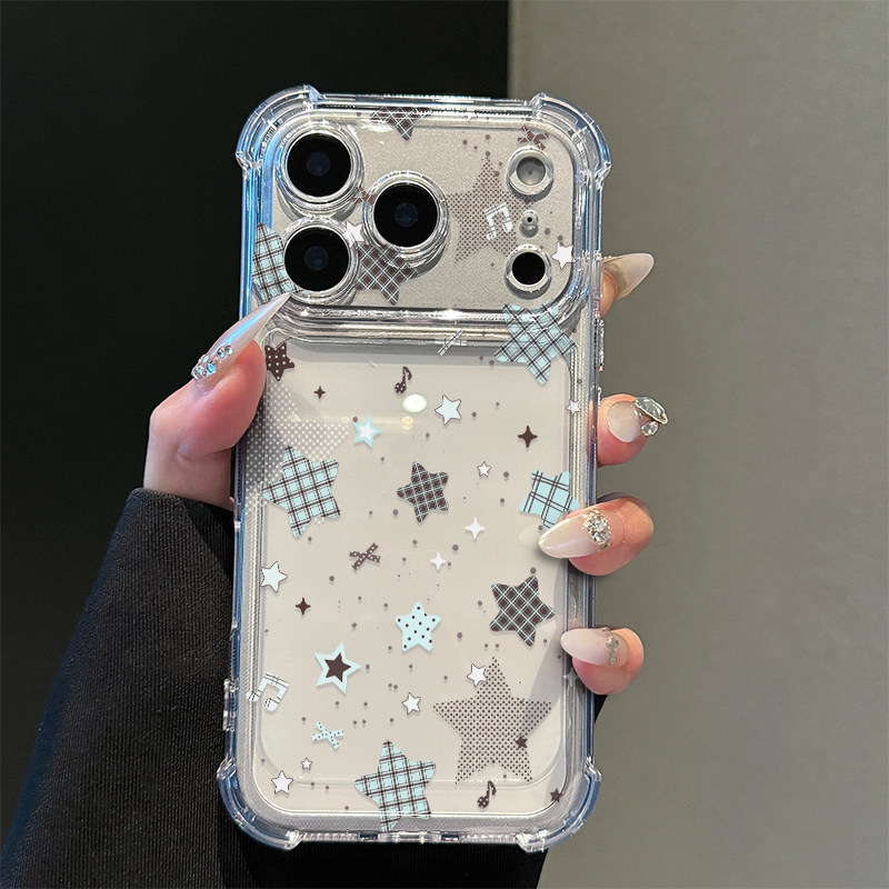 格子星星适用iphone17promax手机壳苹果16/15/14新款13华为mate70气囊防摔vivos30小米15oppo红米K80荣耀400