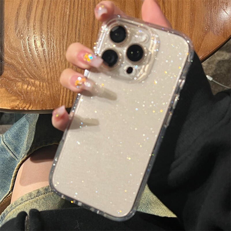 苹果简约透明细闪高级感硅胶软壳