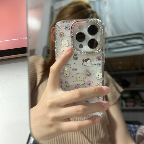 可爱西高地闪钻星星适用iPhone16promax手机壳17新款15ProMax轻奢高级13网红12女款11全包14plus硅胶15防摔套