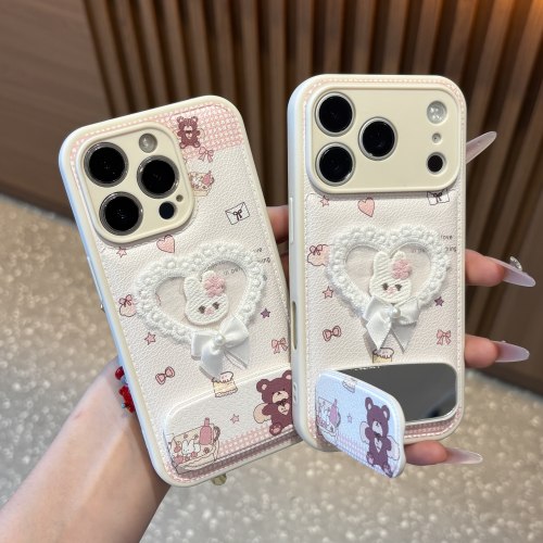 蕾丝蝴蝶结小兔小熊支架适用苹果18promax手机壳iPhone16/15新款14糖果气垫壳13华为PURA90小米17红米K80