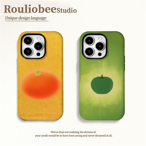全机型抹茶青苹果晕染橘子手机壳