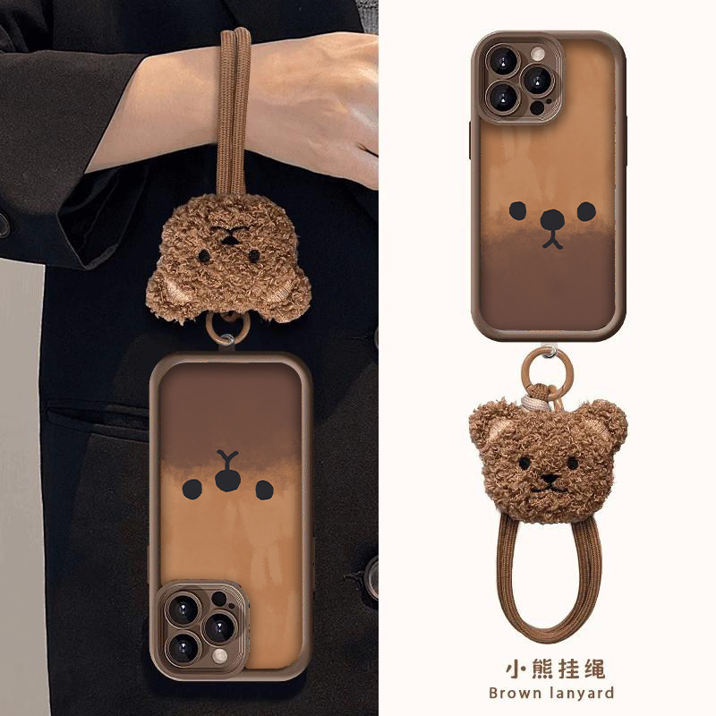 秋冬创意可爱蜡笔小熊适用苹果16promax手机壳iphone15/14新款13华为mate60pro女款荣耀200腕带Reno12挂绳S19
