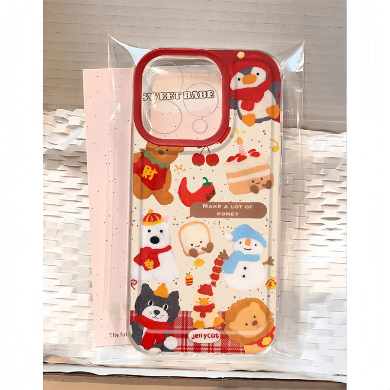新年Jellycat小动物适用iPhone16promax手机壳苹果13红米Note14华为p70荣耀90OPPOReno12新款vivox200小米15