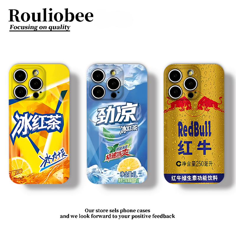 夏日清凉手机壳苹果16promax华为pura70冰红茶iPhone15Promax小米14饮料ivivo搞怪OPPO13冰箱饮料12清凉x适用