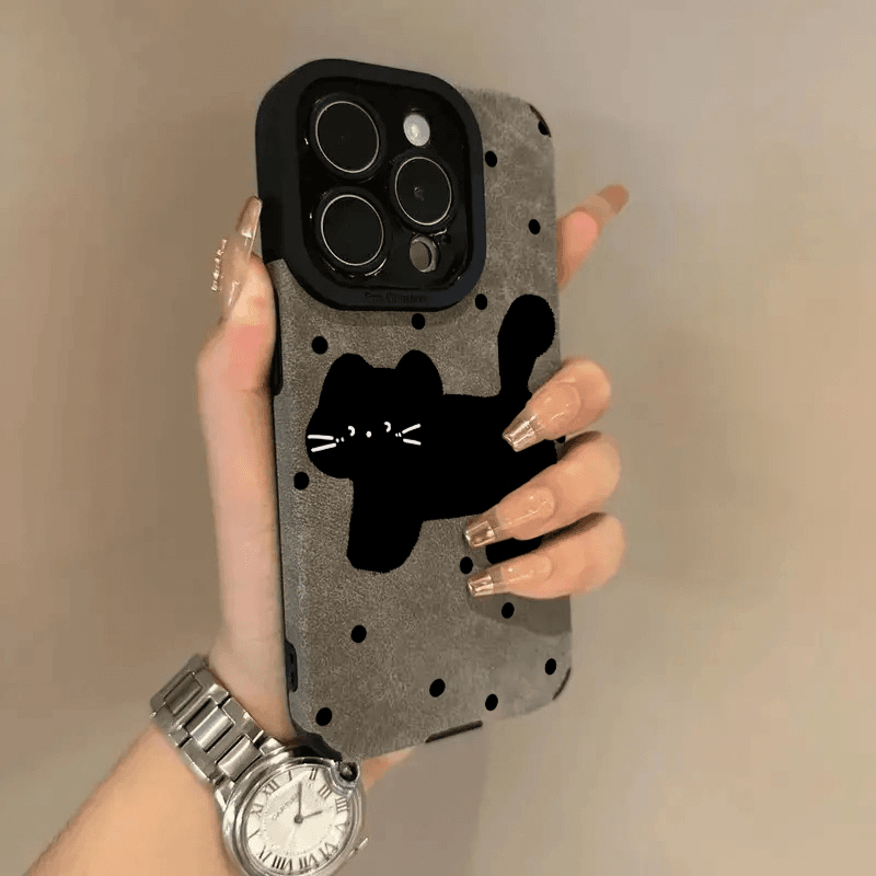 苹果波点小黑猫翻毛皮高级感小众