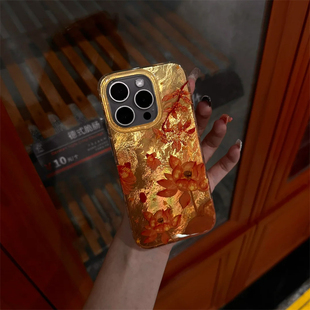 国风锦鲤荷花好运莲莲锡纸纹适用苹果15promax手机壳iPhone16新款 13高级感12华为P70荣耀vivo小米14红米oppo