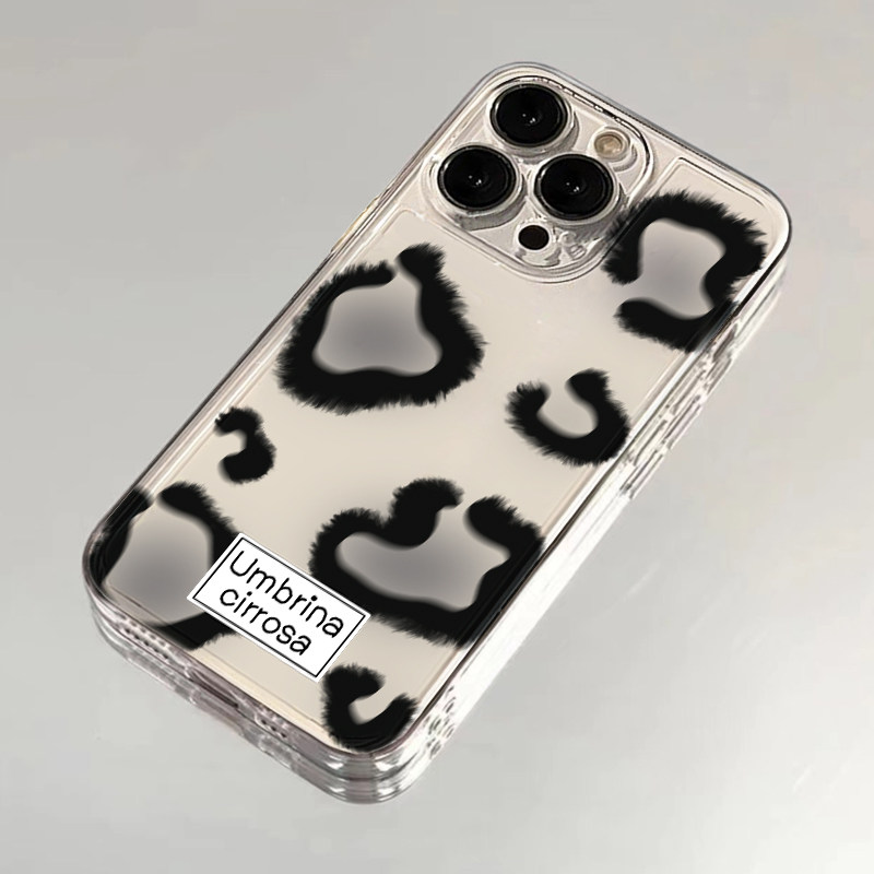 高级感黑色豹纹适用iPhone16promax手机壳苹果15华为mate60小米14新款Pura70全包nova13红米K80荣耀90reno12