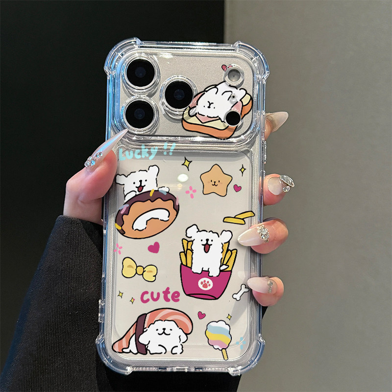 薯条线条小狗适用iphone18promax手机壳苹果17/16/15新款14创意13华为mate80气囊防摔pura90软vivos60小米17