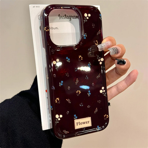 全机型复古酒红满屏小碎花锡纸纹