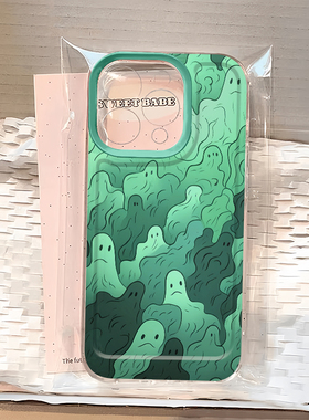 绿色幽灵 适用iPhone15promax苹果13小米14新款mate60华为p70可爱nova12荣耀90手机壳opporeno11简约vivox100