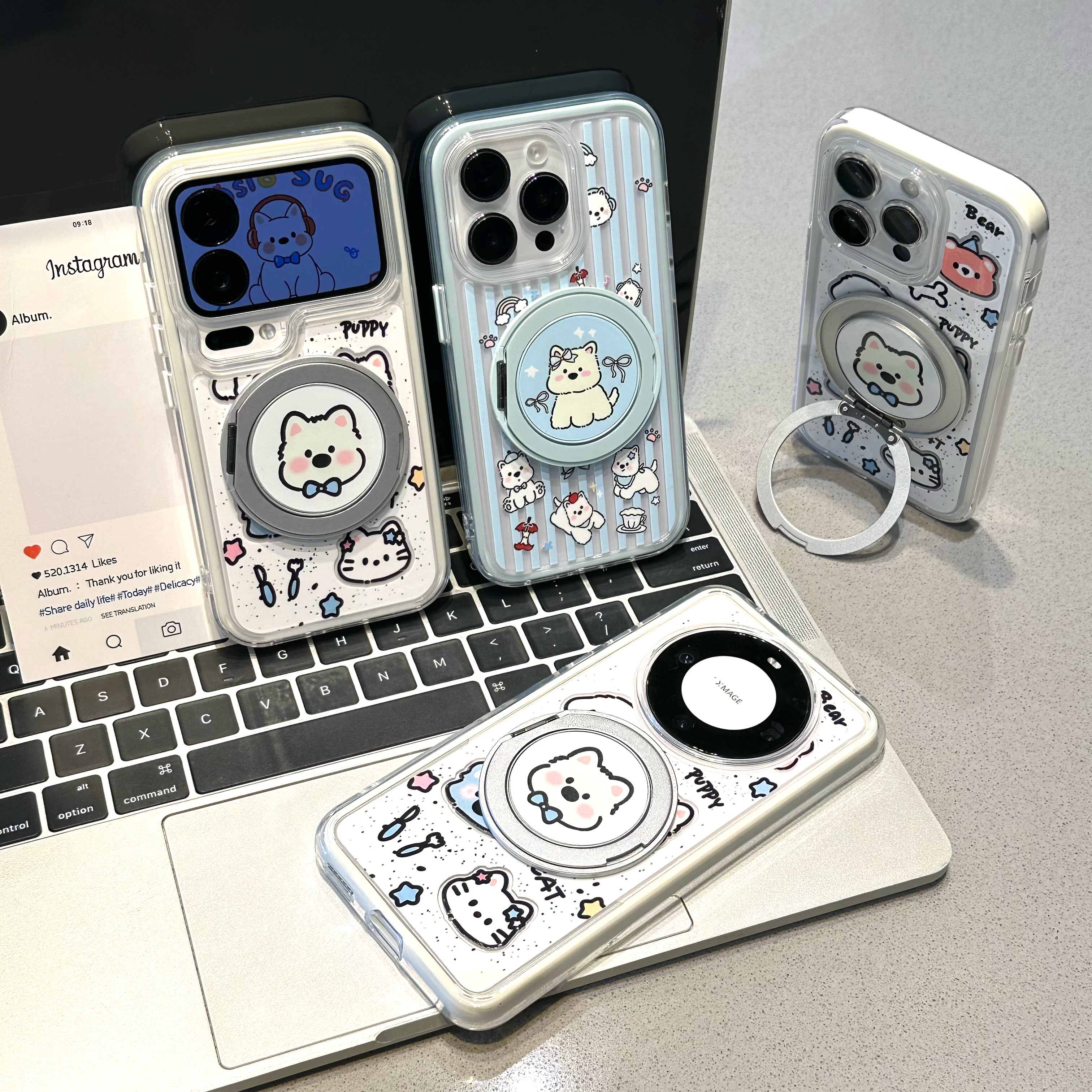 可爱领结小狗手机壳适用iPhone17/16promax巨好看小米17max支架华为nova16情侣款vivos60卡通oppoReno16软壳