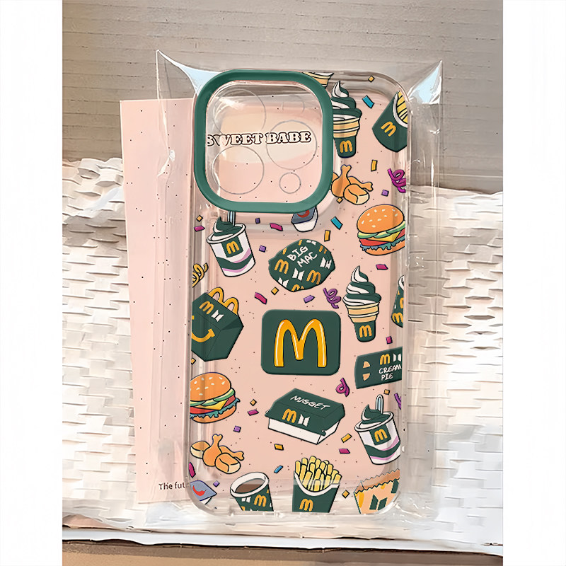 绿色M记套餐适用iphone16promax手机壳苹果15/13/12新款11华为mate70创意vivos20小米14oppo红米K80荣耀300套