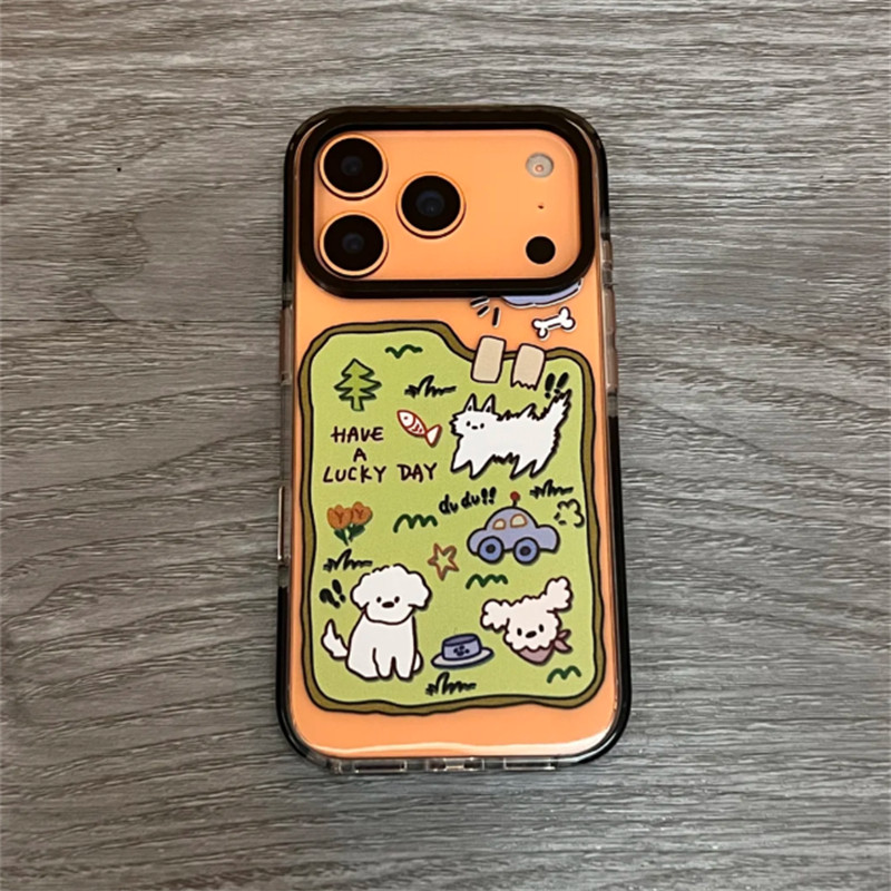 夏日可爱郊游小狗适用苹果16promax手机壳iPhone16软壳15卡通新款13女12防摔11简约14全包xr超火保护套手机套