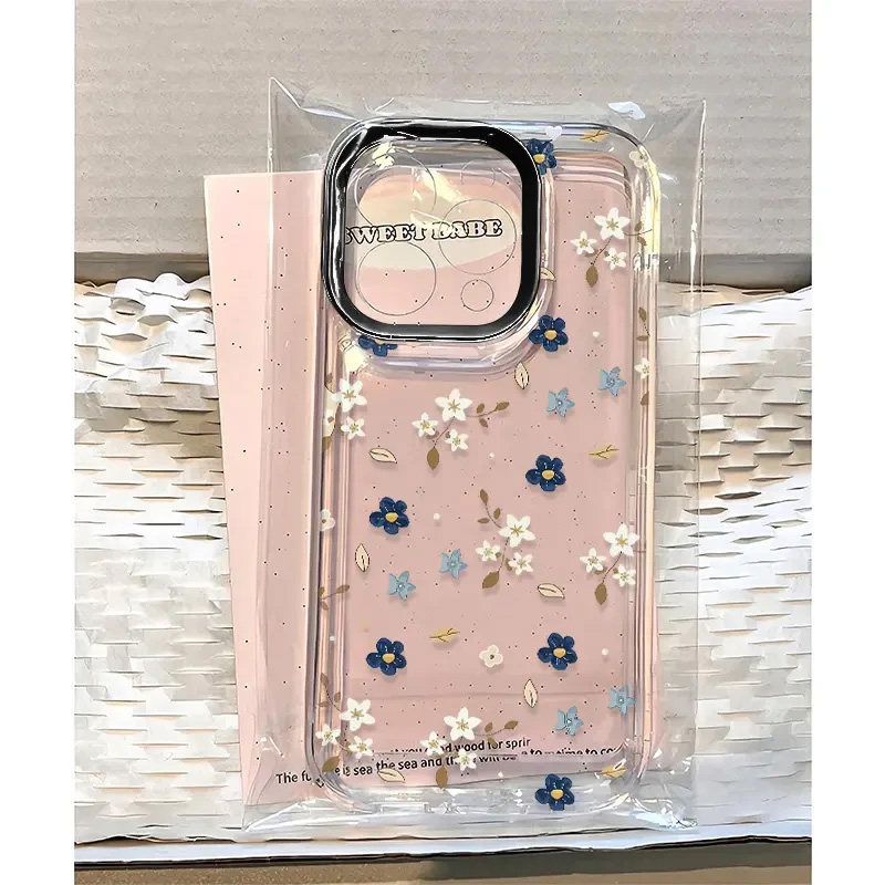 全机型硅胶软壳小众满屏蓝白碎花