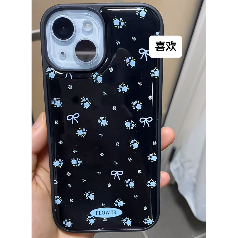 全机型硅胶软壳ins蓝色小碎花蝴
