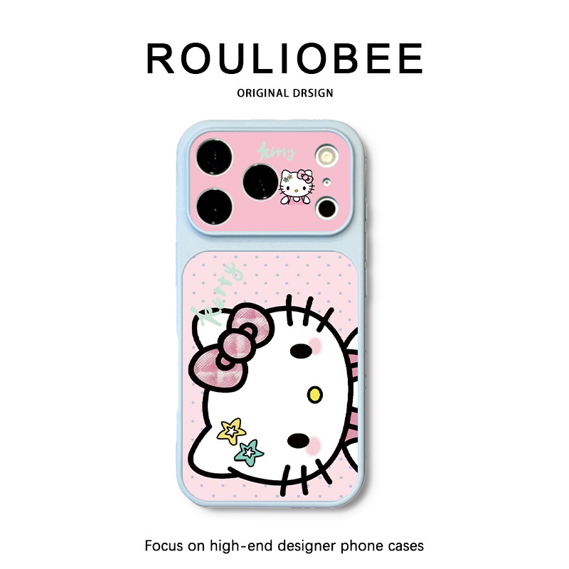 粉波点猫咪适用苹果17promax手机壳iPhone16/15新款14撞色视窗13华为PURA90荣耀400vivoS60小米17红米K80oppo