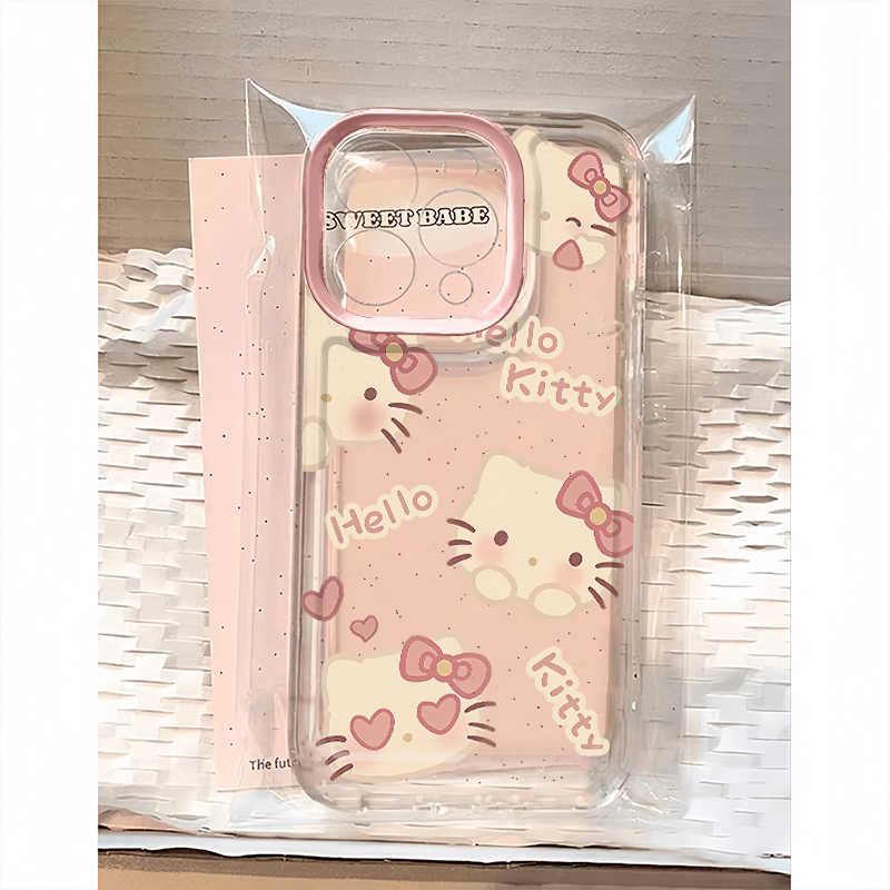 可爱kt猫苹果14的13手机壳iPhone12卡通11pro新款华为mate50粉色p60透明软壳nova11女款荣耀90猫咪适用苹果15