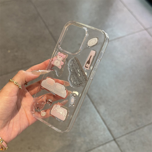 全机型壳子粉熊DIY贴纸硅胶软壳