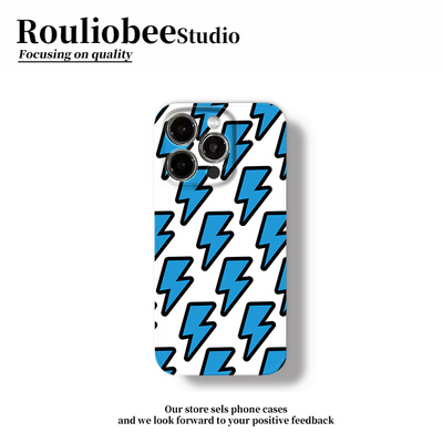 全机型小众蓝色闪电菲林手机壳