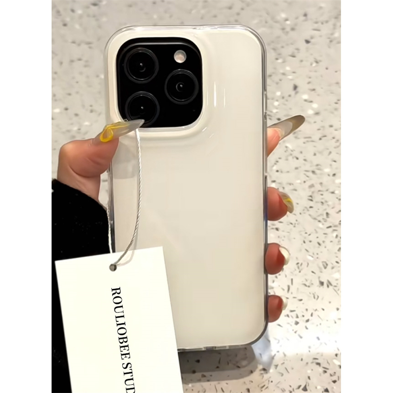 极简风奶白色奶油IMD适用苹果15promax大孔手机壳iPhone16新款13高级感12华为p70荣耀vivo小米14红米K80oppo