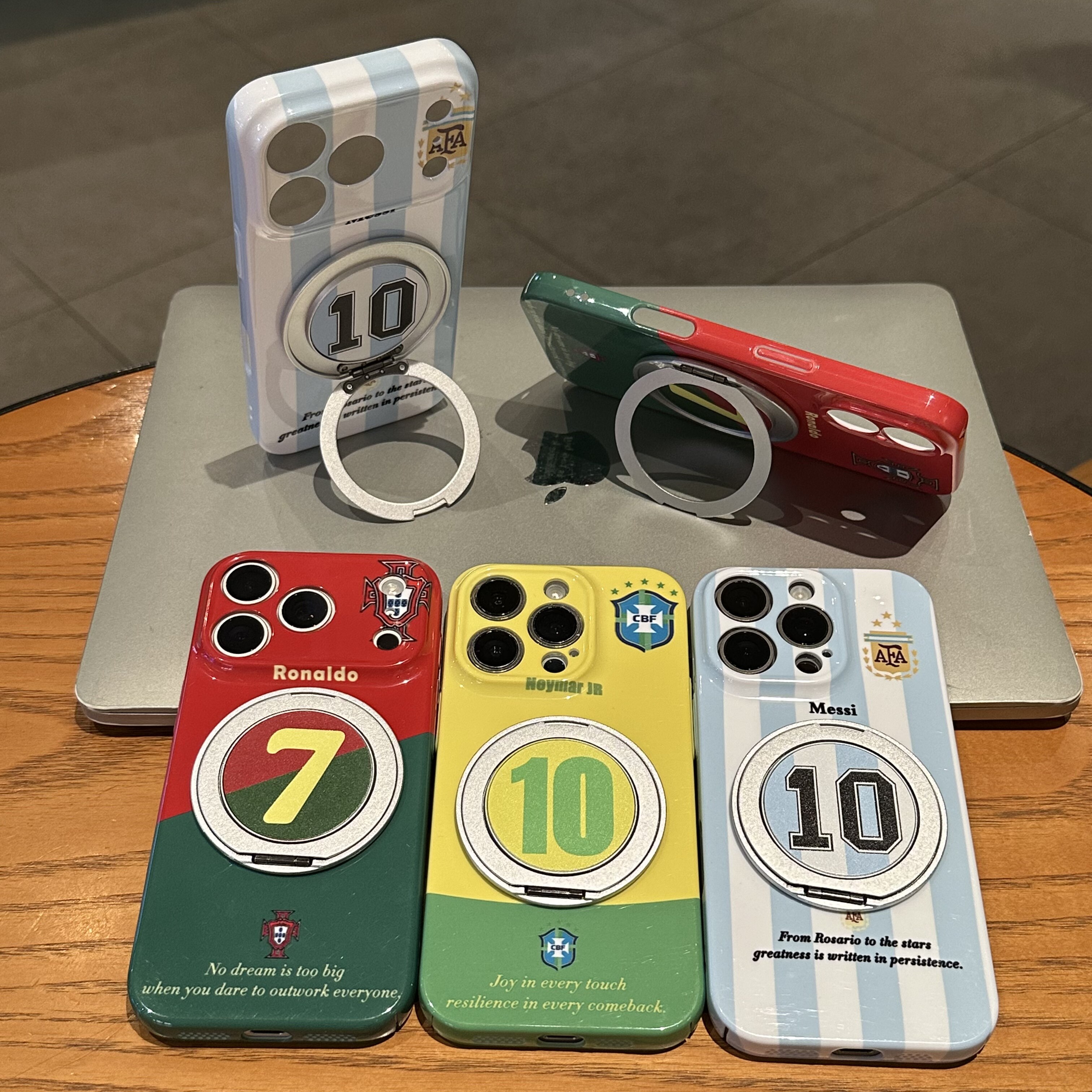 球衣支架手机壳苹果17promax华为vivo梅西阿根廷10号iPhone16Pro小米15C罗葡萄牙OPPO内马尔巴西足球适配14队