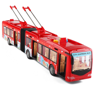 大号林达音乐加长弯曲双节公交车大巴士客车校车儿童汽车模型玩具
