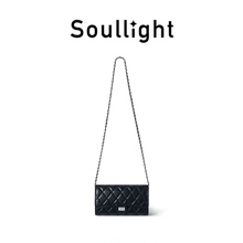 Soullight斜挎包女新款精致黑色菱格链条单肩手机包小香通勤包包