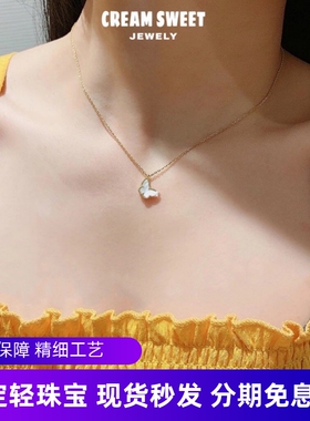 仙女款蝴蝶贝母项链纯银不过敏女