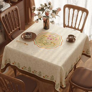 新中式桌布轻奢高级感防水防油免洗餐桌布正方形国风茶几台布新款