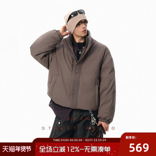 JHYQ净化眼球冬季立领短款羽绒服男工装风夹克宽松90白鸭绒外套