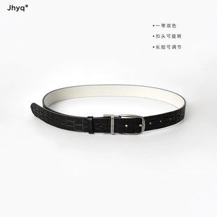 双面多穿可旋转带头丨JHYQ合金cleanfit头层牛皮鳄鱼纹针扣腰带男