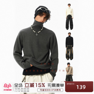 男保暖打底衫 JHYQ美式 情侣加绒加厚针织衫 冬季 复古高领毛衣男款