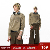 水洗做旧320g宽松字母印花长袖 JHYQ净化眼球秋季 卫衣男美式 T恤女