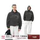 潮牌宽松情侣休闲帽衫 JHYQ美式 复古字母印花400G连帽卫衣男秋冬款