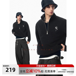 马年飞跃丨JHYQ春季飞马印花半拉链polo立领无帽卫衣休闲短款外套