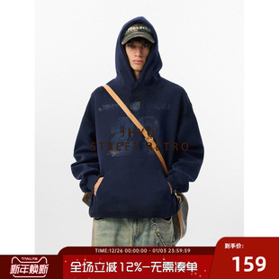 JHYQ净化眼球23号印花连帽卫衣男宽松潮牌休闲针织帽衫 情侣外套