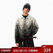 JHYQ净化眼球美式 钉珠渐变色polo领针织衫 男宽松休闲绒线毛衣外套