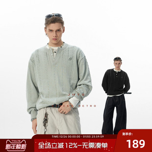 2025竖纹上衣 毛衣长袖 JHYQ净化眼球秋季 轻桑蚕丝羊毛半开领针织衫