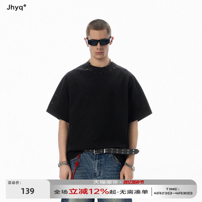 JHYQ纯棉异领气眼短袖T恤男