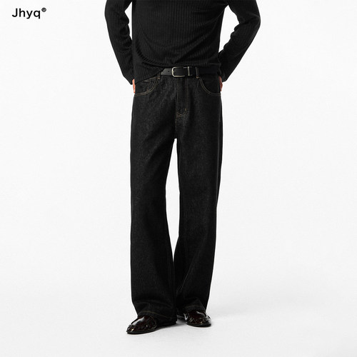 JHYQ原色微喇牛仔裤男后腰调节