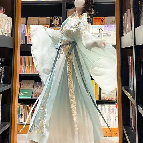 原创改良女汉服齐腰白山茶牡丹汉服套装仙气风