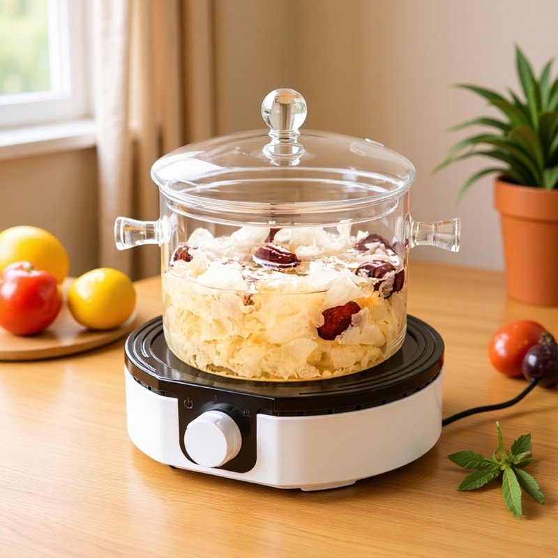 家居汤锅养生锅耐高温烧锅泡面锅家用耐热煲高汤带盖汤桶双耳玻璃