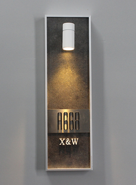 门牌号高级感轻奢创意定制金色白色边框入户门家用高档住宅公寓民宿别墅酒店号码牌充电感应灯发光标识牌定做